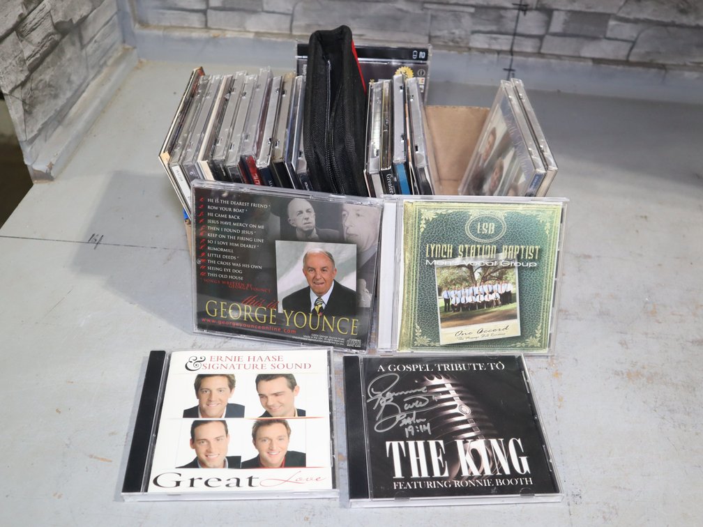 Gospel and Elvis CDs, Bible and religious books, plus assorted picture frames and more