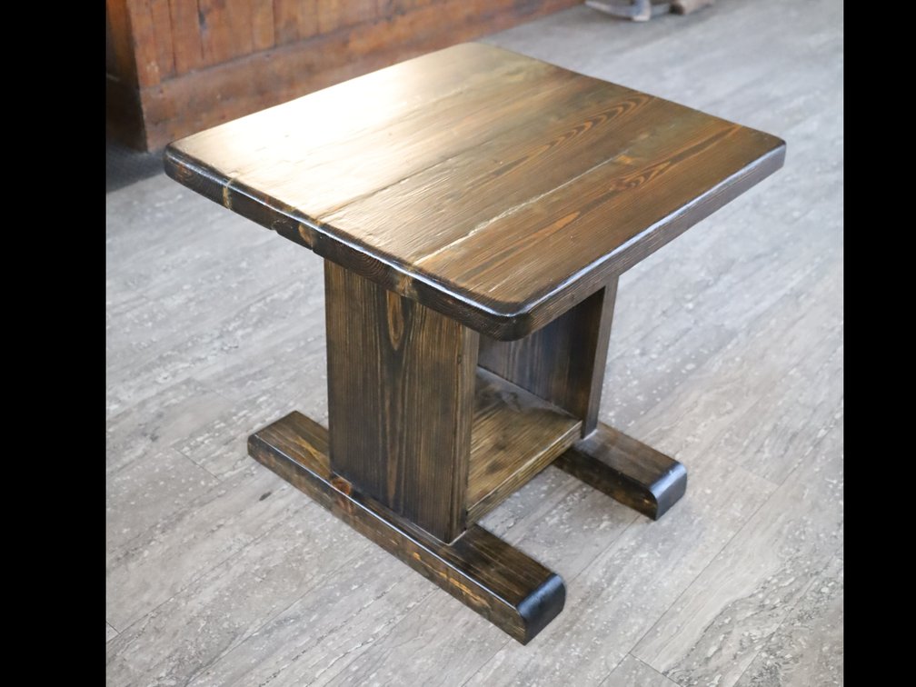 Rustic Pedestal Side Table