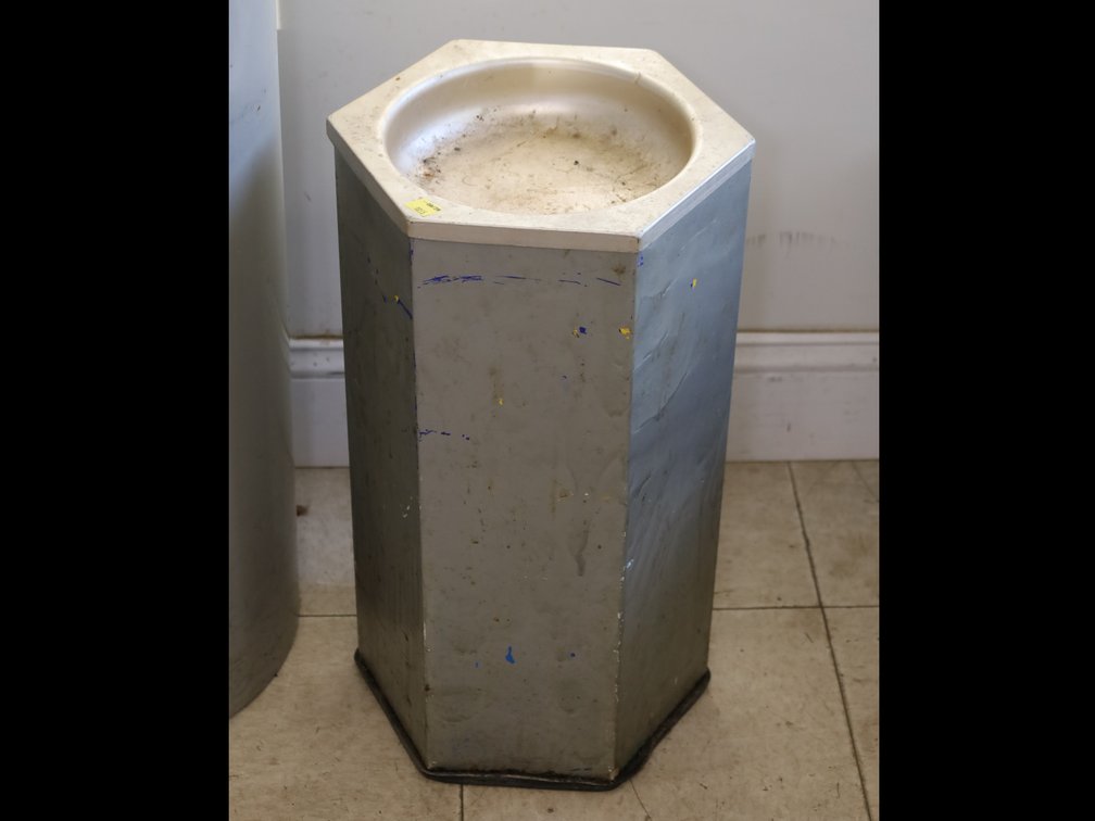 Ashtray urn, lidded wastebasket, and more