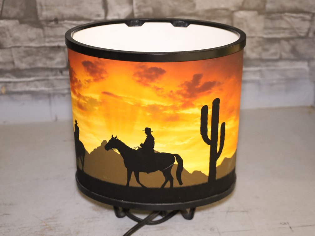 Cowboy Sunset Scene Drum Lamp & More