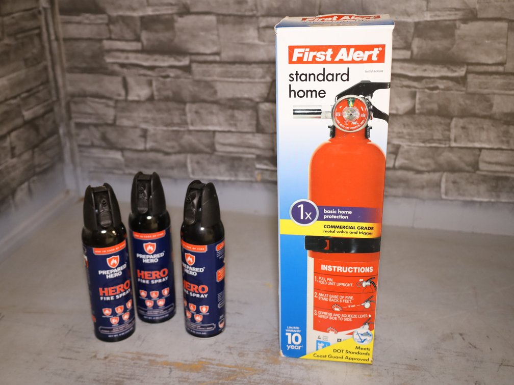 (3) Prepared Hero Fire Spray Cans, First Alert Standard Home Fire Extinguisher