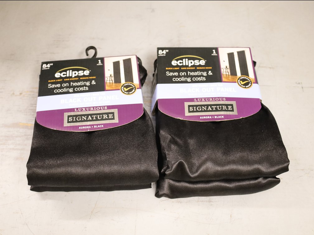 (6) Pairs of New Black Eclipe Blackout Curtains