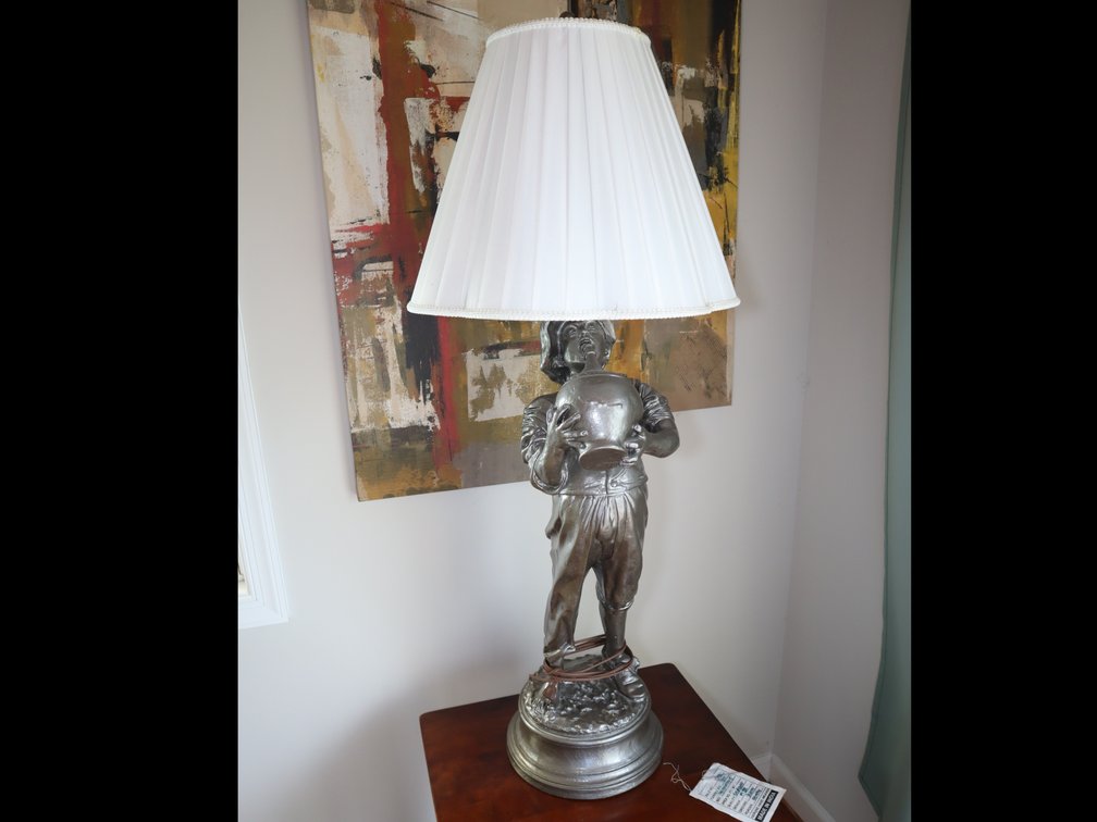 Figural Boy w/ Jug Table Lamp