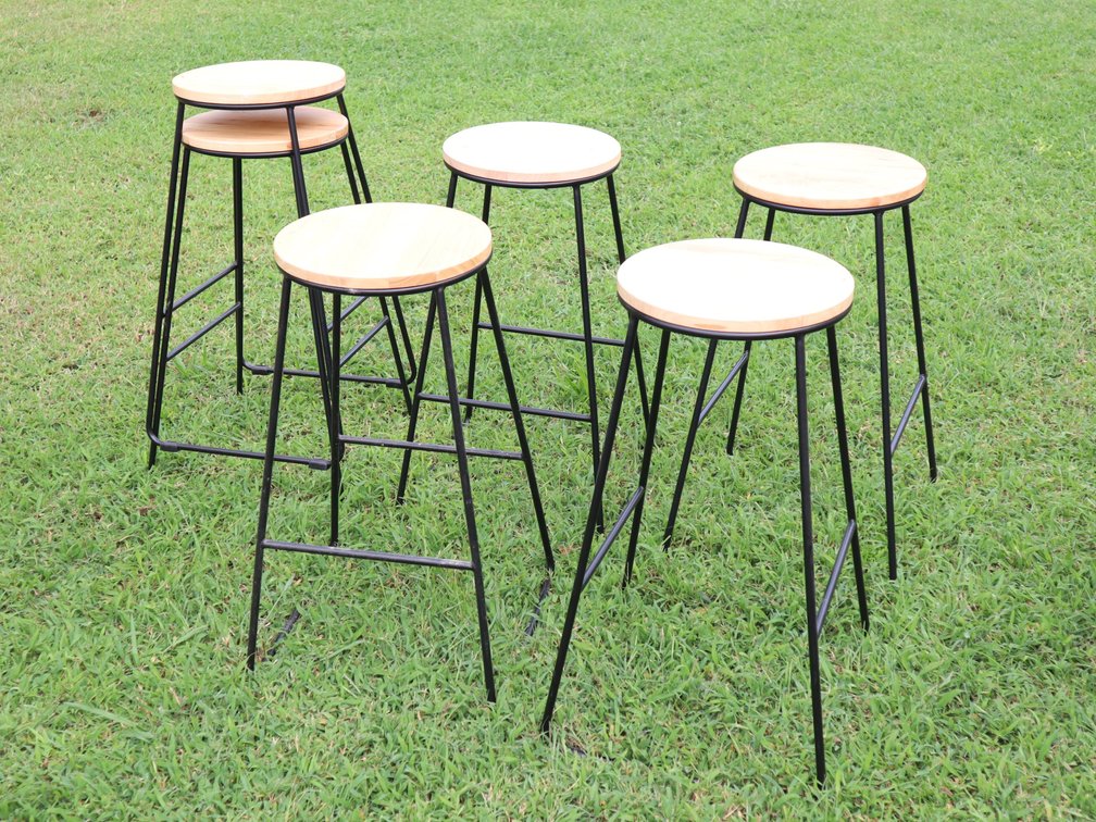 (6) Wood & Metal Bar Stools