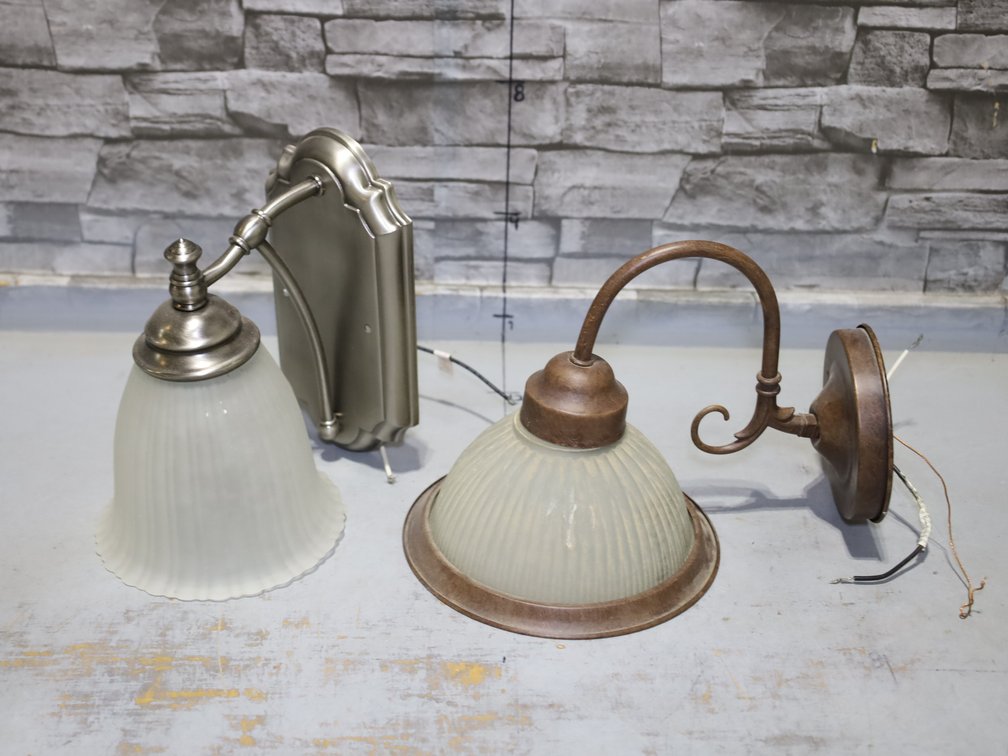 Brushed Nickel & Bronze Wall Sconce Light Fixtures w/ Glass Shades, LED Strip Light Fixture...