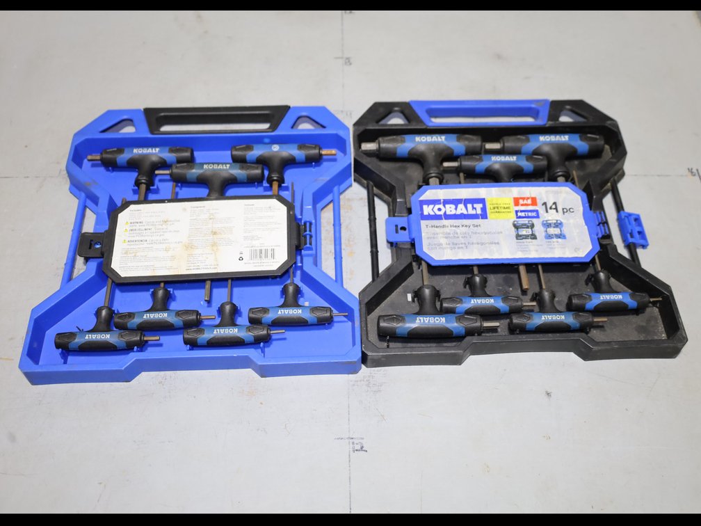 (2) Kobalt 14pc T-Handle Hex Key Sets, SAE & Metric, in Cases.