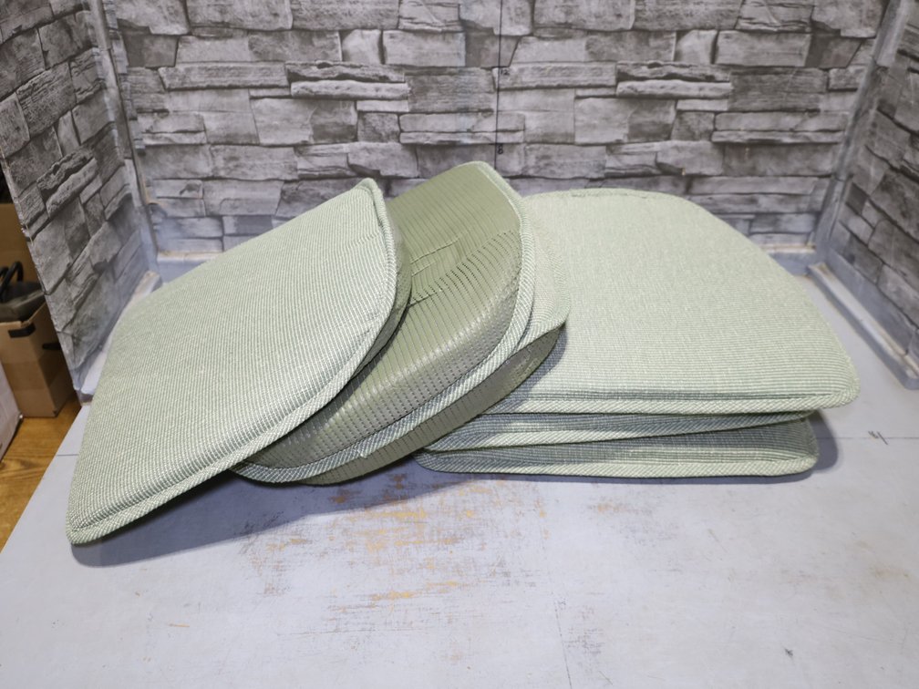 (6) Green Chair Seat Cushions