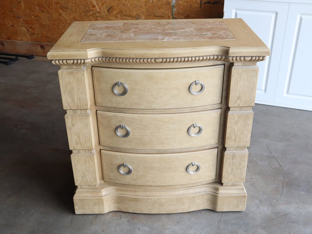 3-Drawer Nightstand w/ Marble-look Inset Top