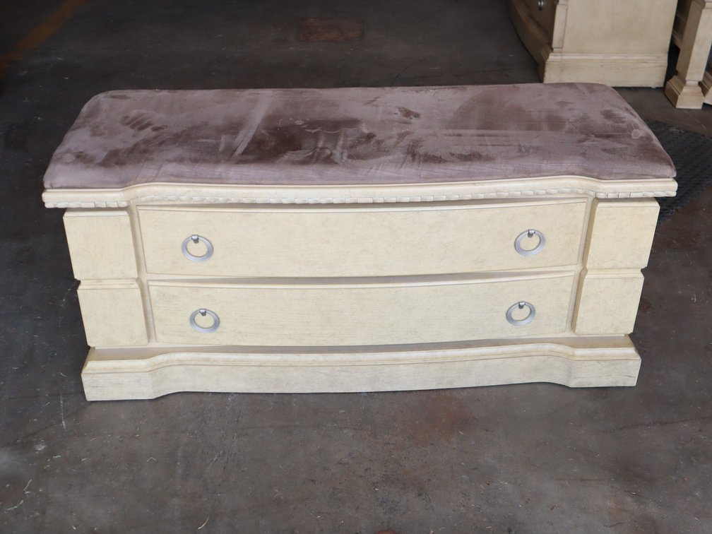 Upholstered Cedar-Laminate Lined Blanket Chest w/ Lift Top