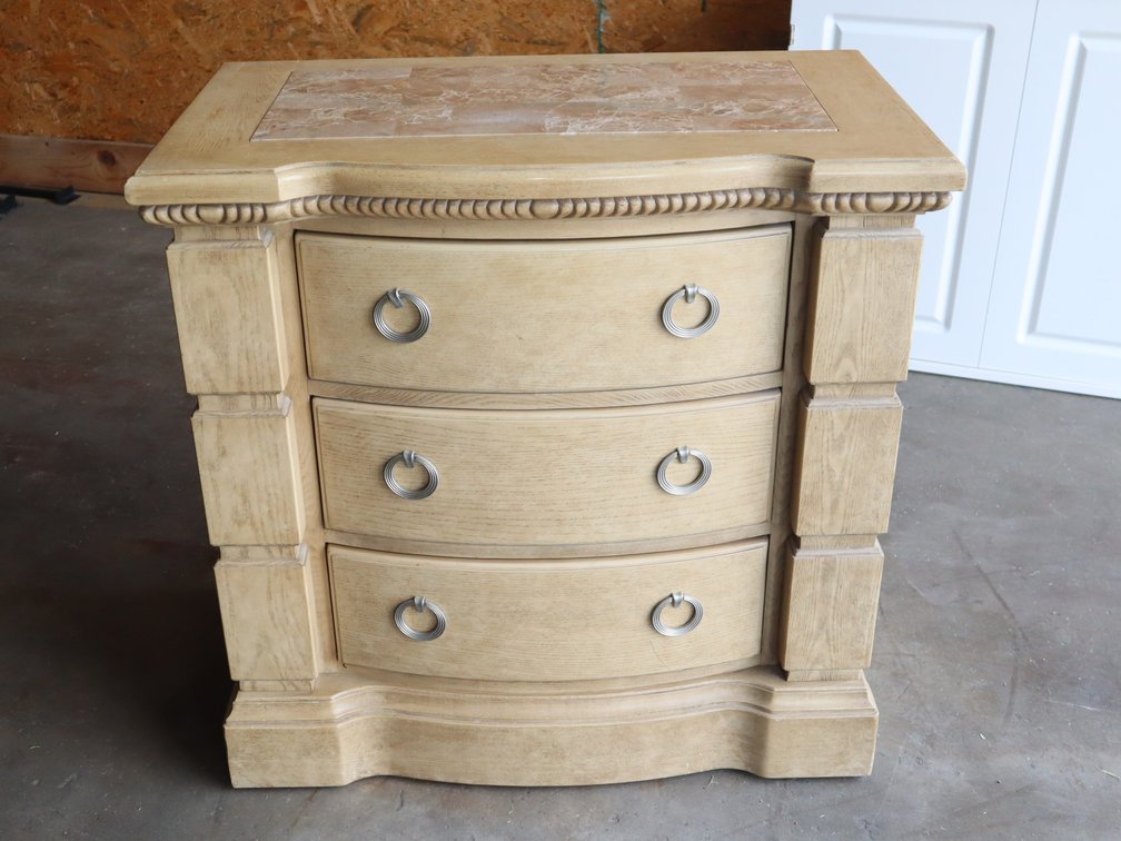 3-Drawer Nightstand w/ Marble-look Inset Top