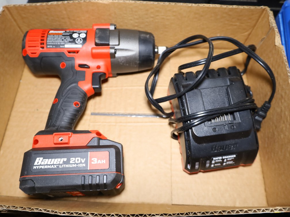 Bauer 20V 1/2" Impact Wrench w/ 3Ah Battery & Rapid Charger