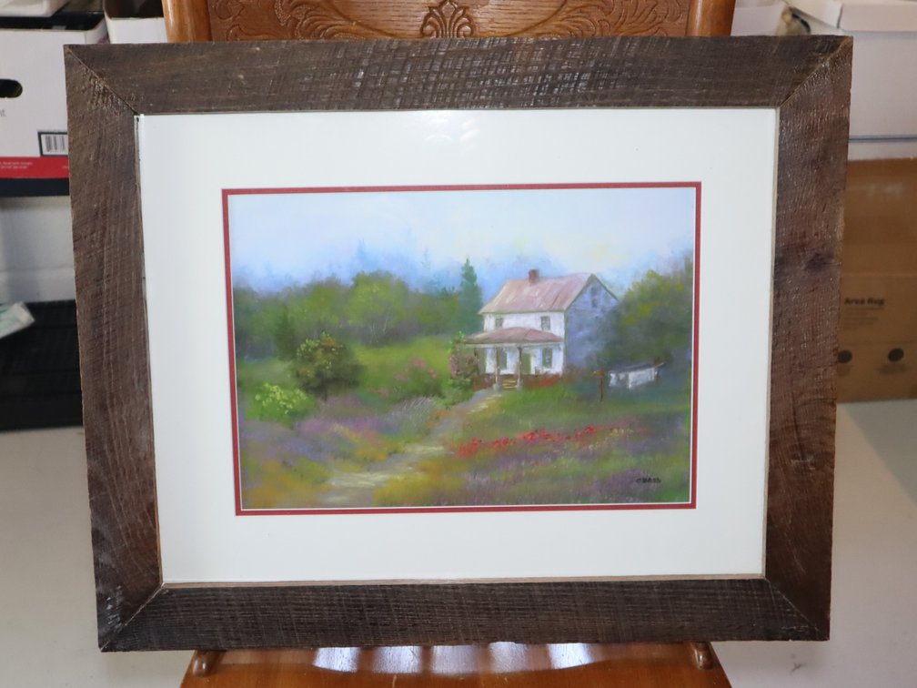 (3) C. Bass Signed Landscapes Wooden Frames w/ (2) More Wooden Frames in Addition