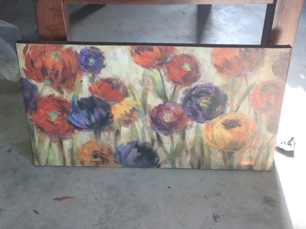 Floral Canvas Art, "Evelyn" Personal Name History Print, & (2) Empty Picture Frames