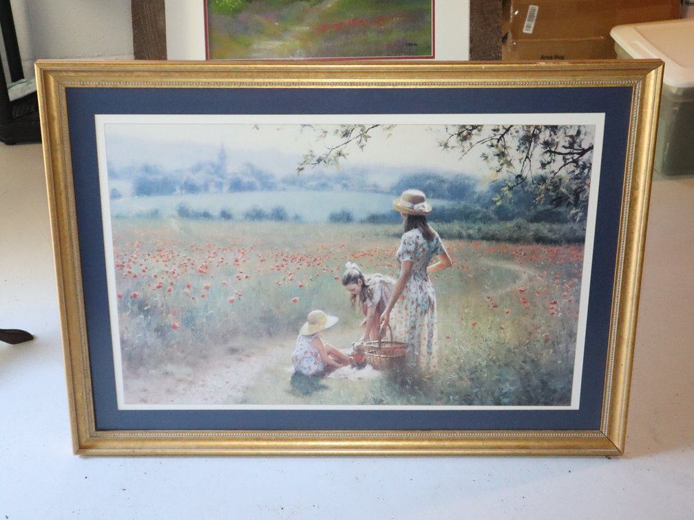 Framed Print of Mother & Children w/ Gold Beaded Frame