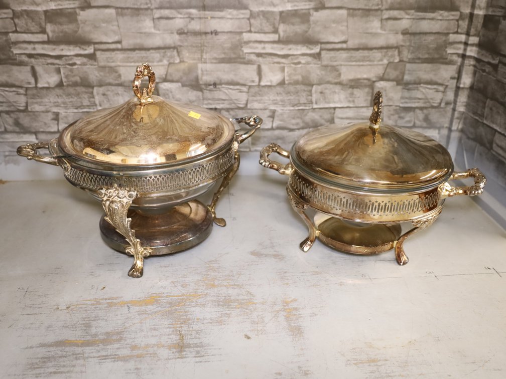 (2) Chafing Dishes, Covered Server w/ Wood Handle, & More!