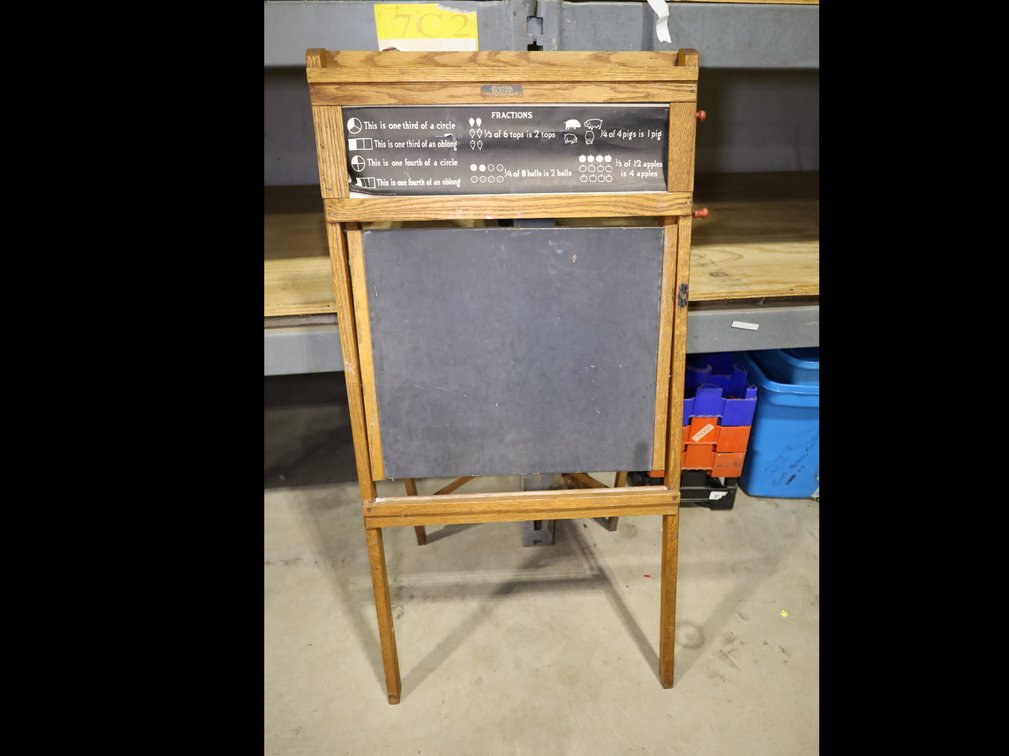 Vintage Oak Framed Schoolroom Easel w/ Slate Chalkboard