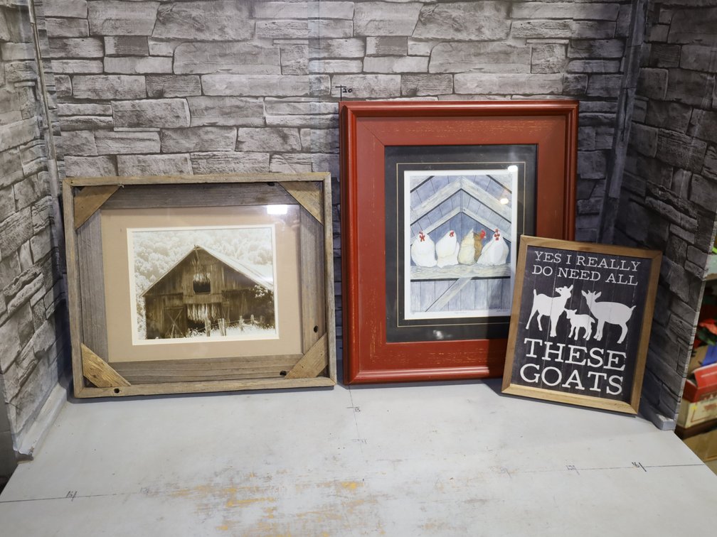 Framed Barn Photograph, Framed Chicken Print Titled 'The Girls',