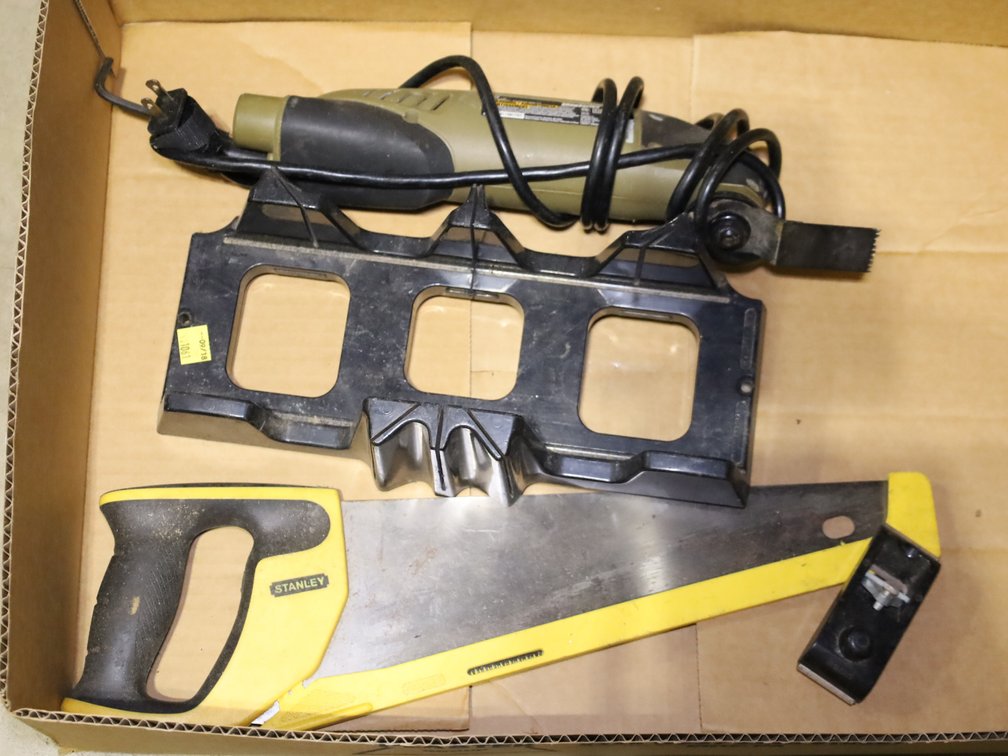 Rockwell ShopSeries Oscillating Multi-Tool w/ Blade, Stanley Handsaw, Miter Box & Mini Block Plane.