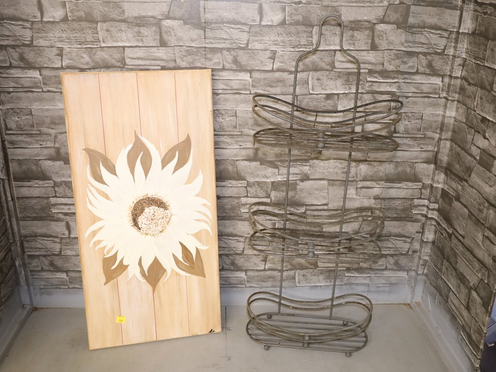 Sunflower Painting on Canvas & 3-Tier Metal Shower Caddy