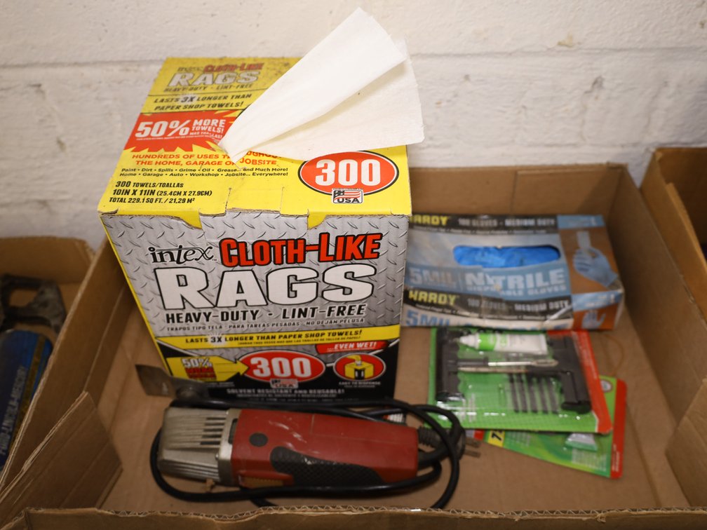 Intex Cloth-Like Heavy-Duty Rags, Hardy 5 Mil Nitrile Gloves,