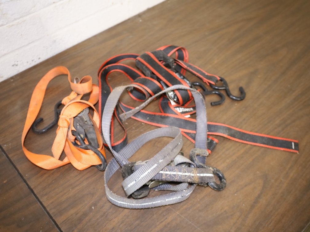 (3) Ratchet Tie-Down Straps w/ S-Hooks incl. Husky
