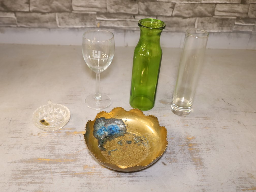 Halifax County, Virginia Wine Glass, Green Glass Bottle...