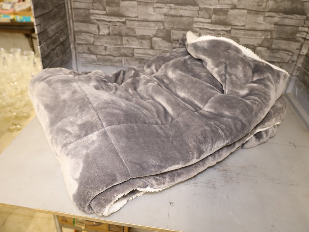 Grey Sherpa Fleece Blanket