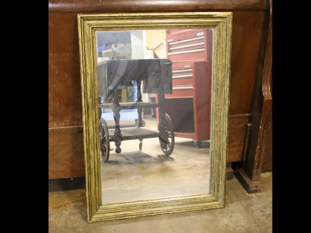 Large Rectangular Wall Mirror w/ Ornate Carved Wood Frame
