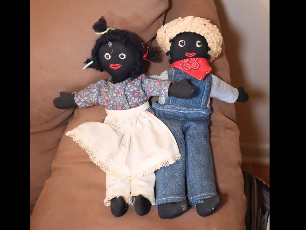 (2) Cloth Dolls w/ Straw Hat & Overalls, (3) Baby Dolls