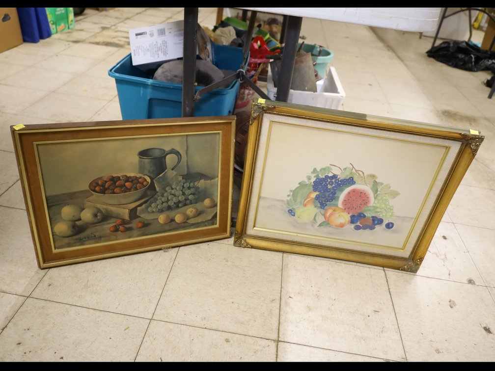 Framed Fruit Still Life Print, Framed Fruit Painting w/ Gold Frame