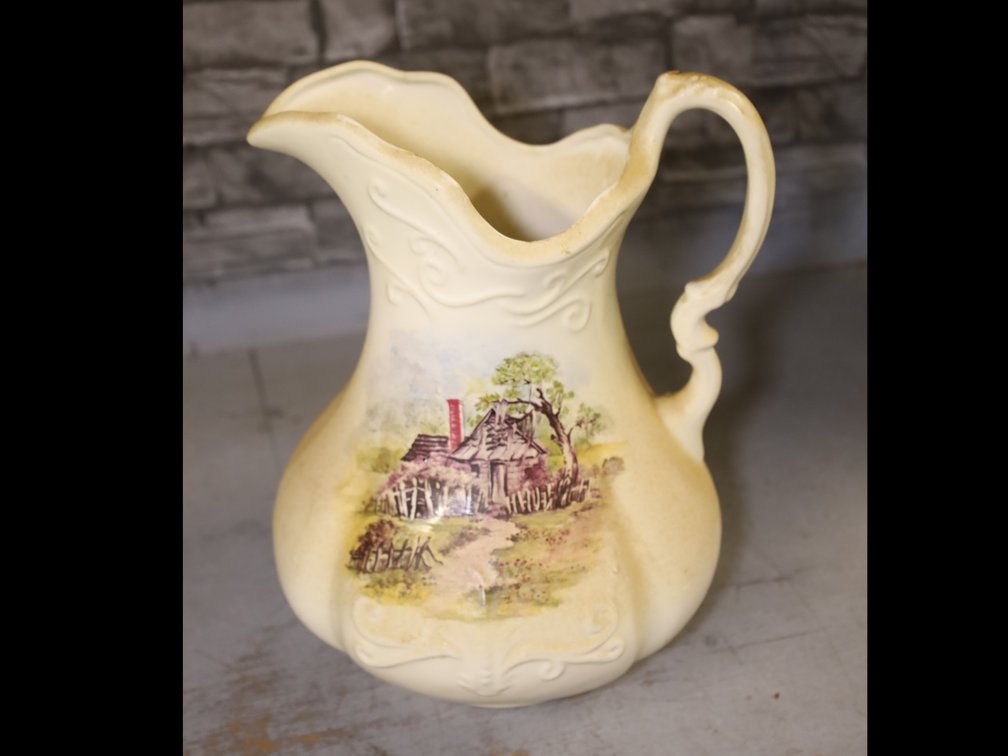 Cottage Scene Pitcher, Figural Cookie Jar and More!