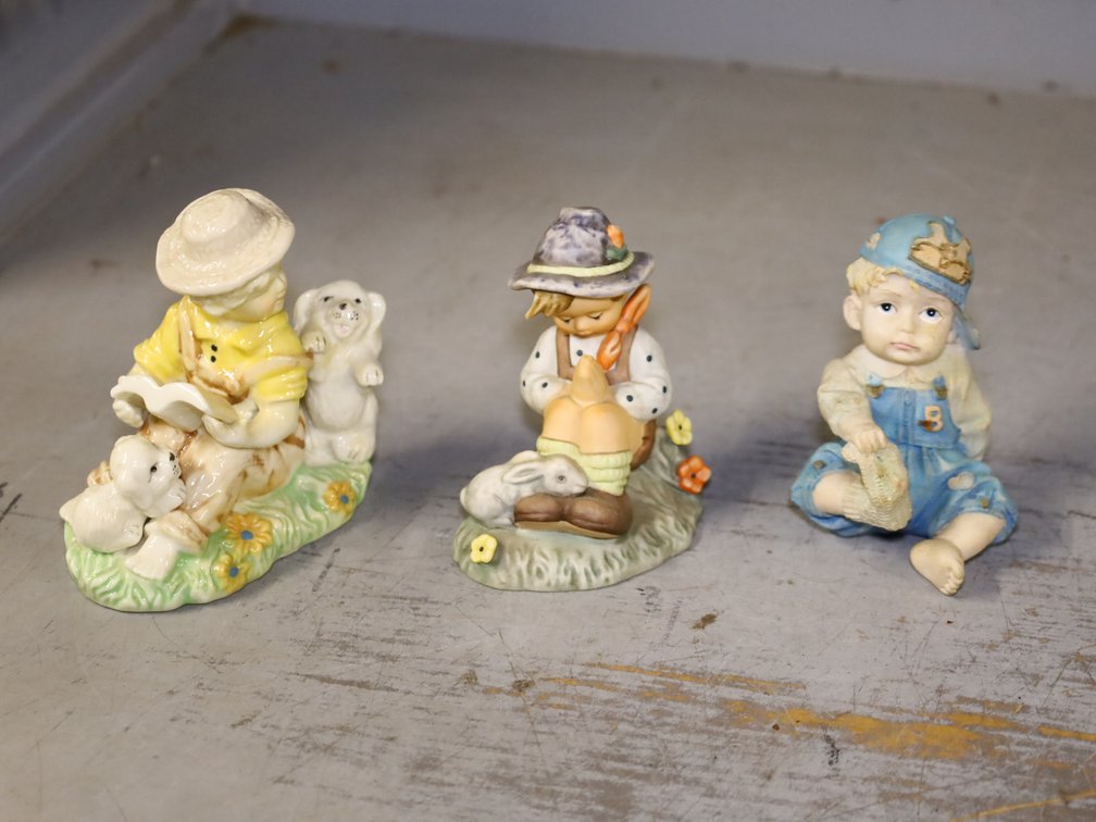 Children w/ Pets, Baby in Overalls, Boy w/ Kitten, Troll w/ Jug