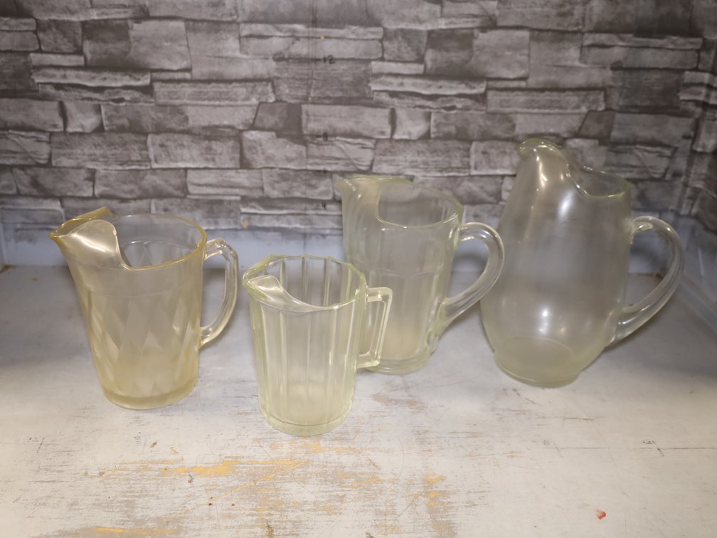 Various Pitchers: Diamond Pattern, Ribbed, Paneled & Tall Rounded Pitcher
