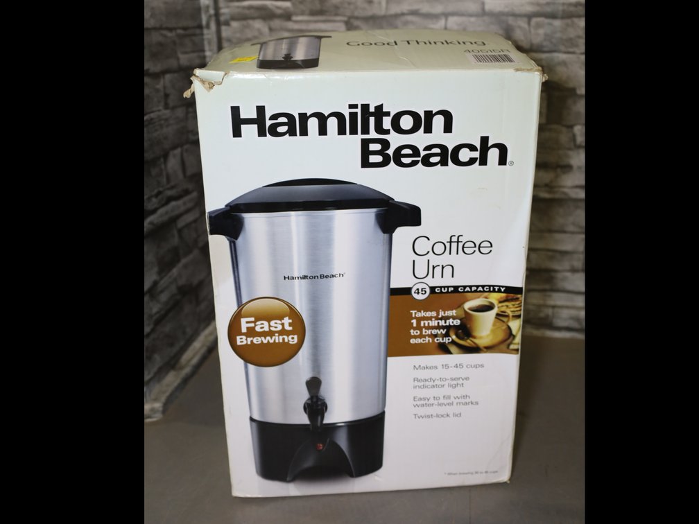 Hamilton Beach FlexBrew and coffee urn, George Foreman grilling machine, and more