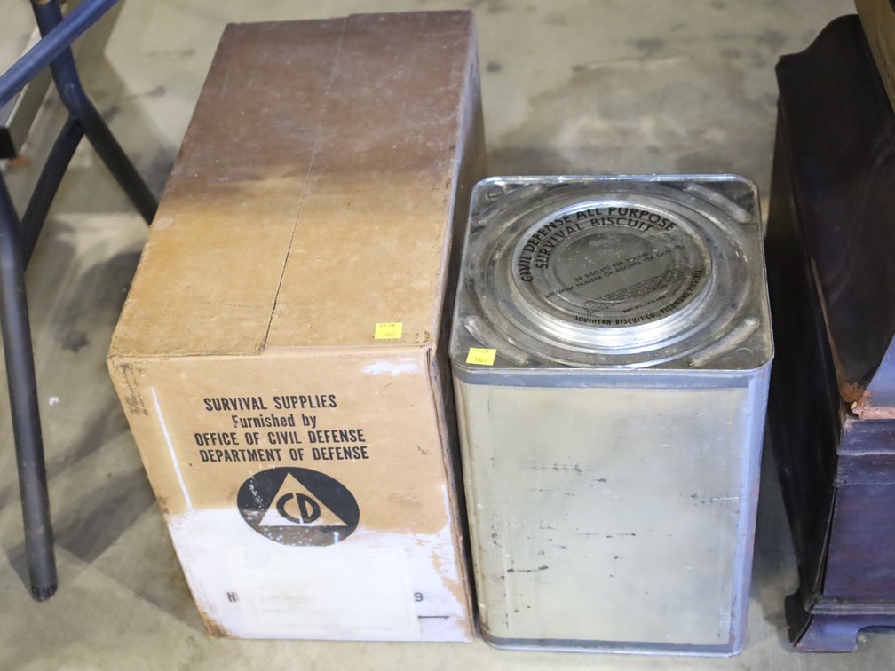 WWII Biscuit Rations in metal container