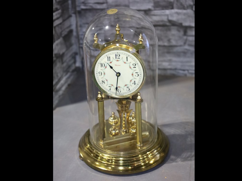 Gilbert mantel clock and Treasureland glass-domed anniversary clock