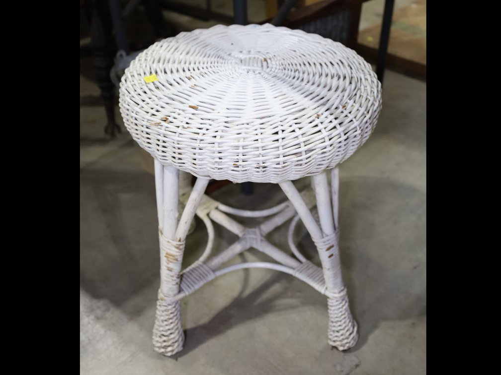 White wicker stool