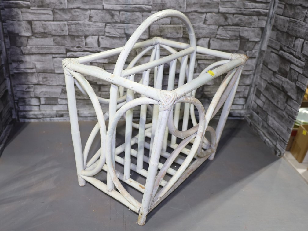 Vintage white bentwood magazine stand