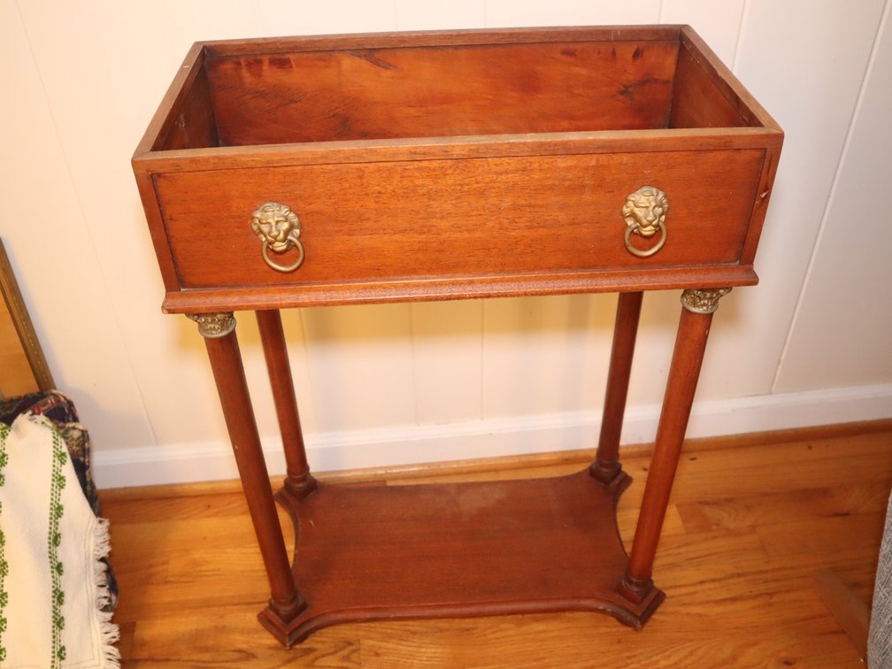 Wooden flower box stand with shelf