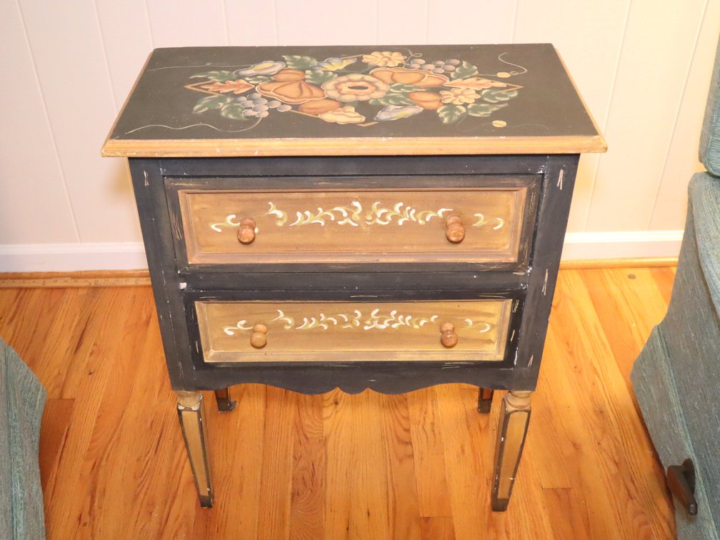 Handpainted accent cabinet with 2 drawers