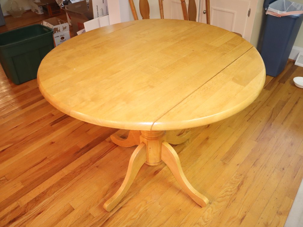 Drop-leaf pine kitchen table