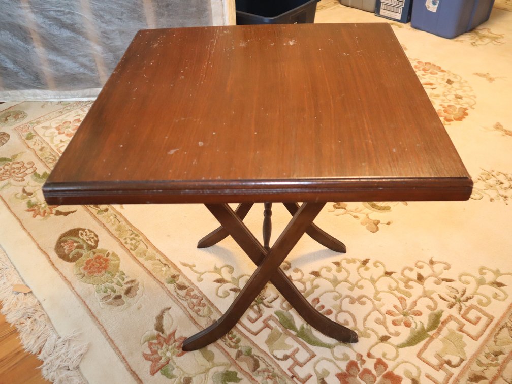 Fold-up wooden accent table