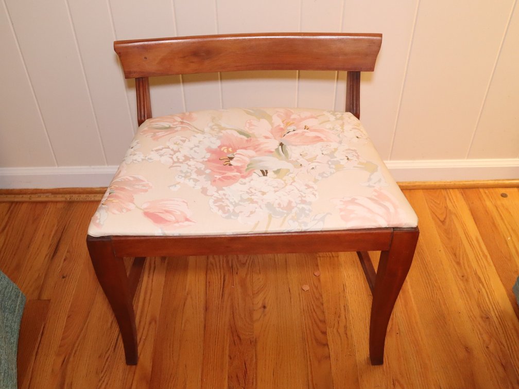 Vintage vanity chair with upholstered seat