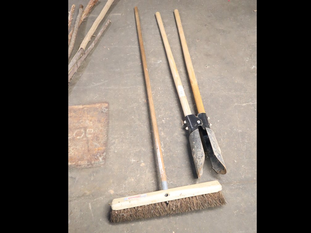 Push broom, posthole digger