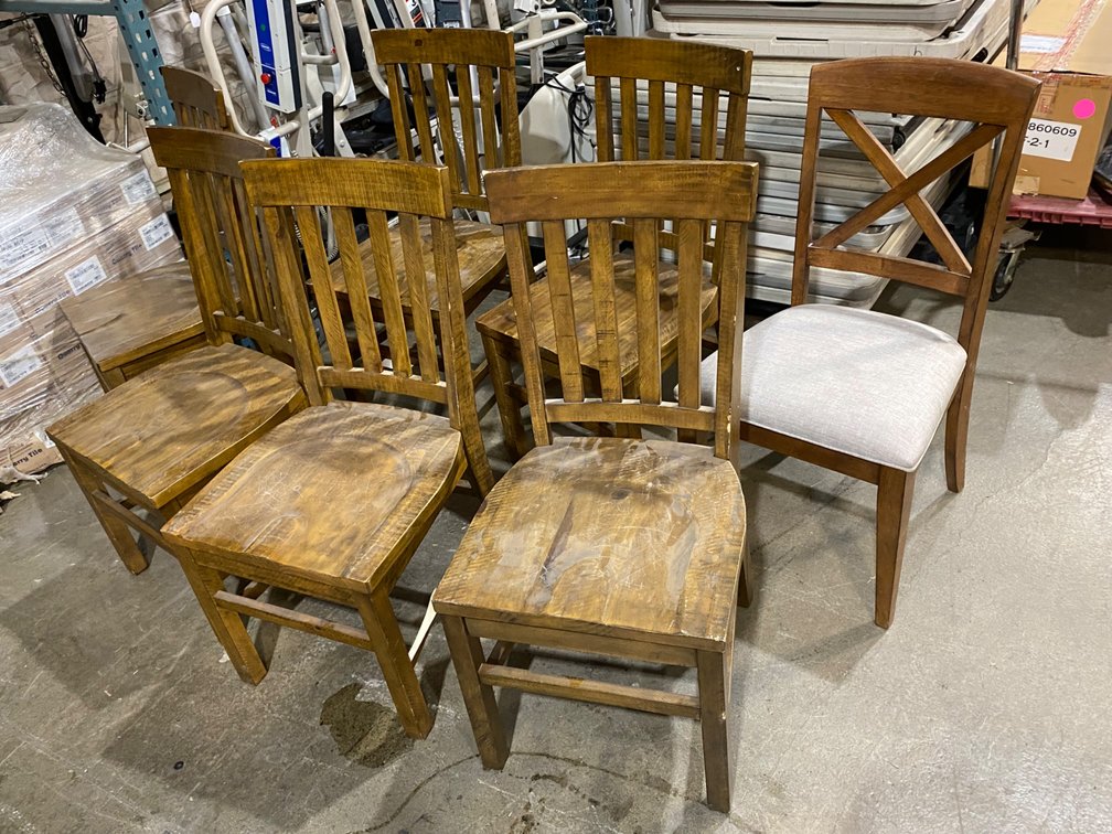 A Group of (5) Ass't Dining Chairs (damaged)