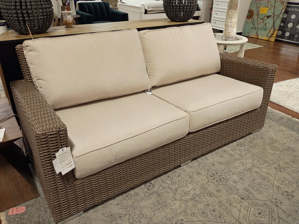 Sunset West "Coronado" Wicker Sofa with Upholstered Seats and Back