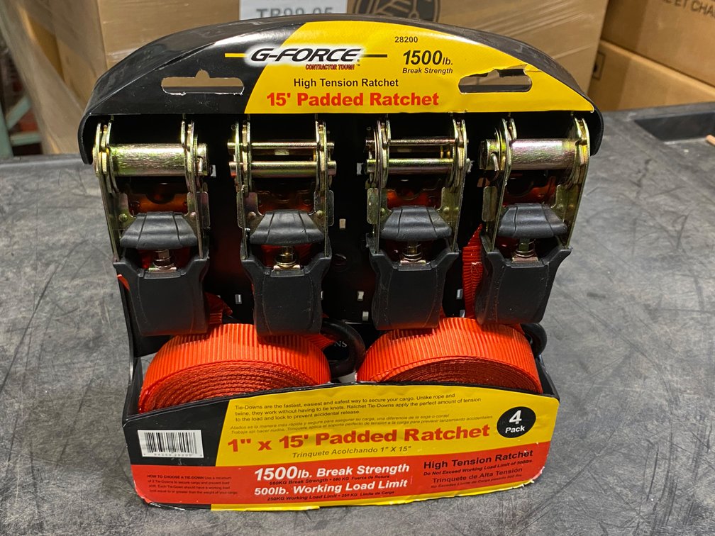 G-Force 15' High Tension Padded Ratchet (4-Pack)
