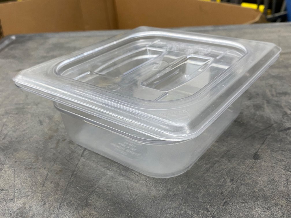 {each} Cambro Camwear 1/6 Size Clear Polycarbonate Food Pan w/ Lid, 2" Deep