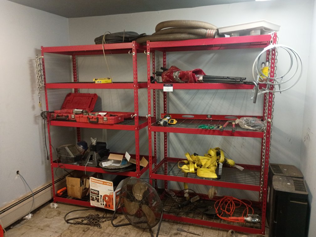 A Group of Ass't Tooling and Supplies with Shelving