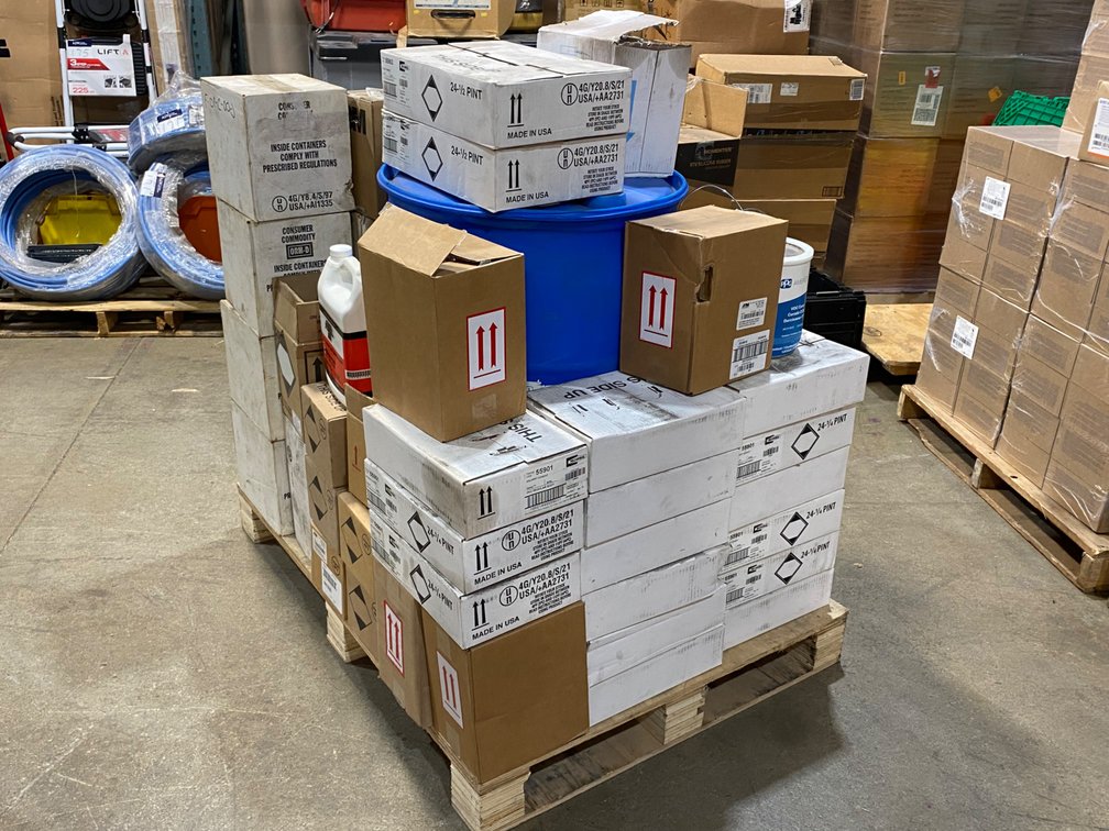 A Group of Ass't Industrial Chemicals/Sealants/Lubricants